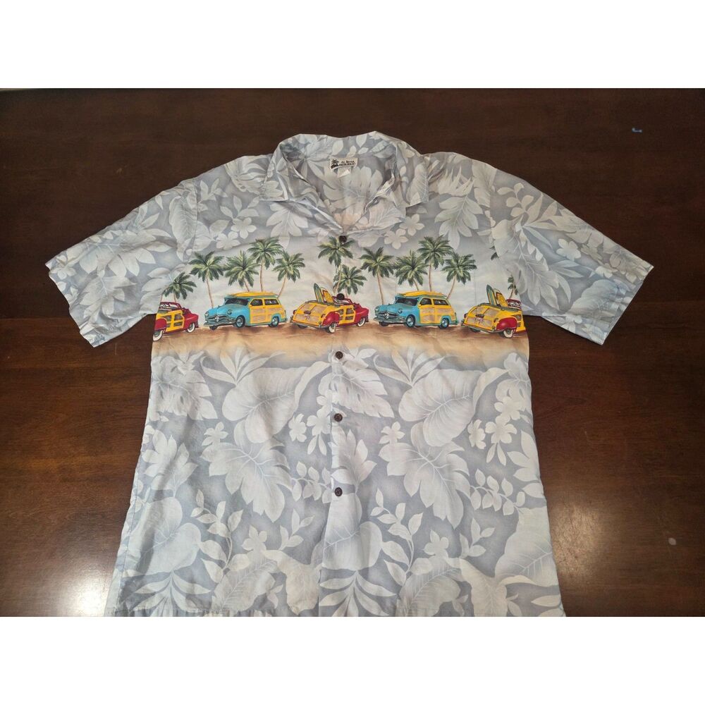 ​Aloha Republic Hawaiian Shirt Made in Hawaii XL Woodie Wagon Surf Beach Palm